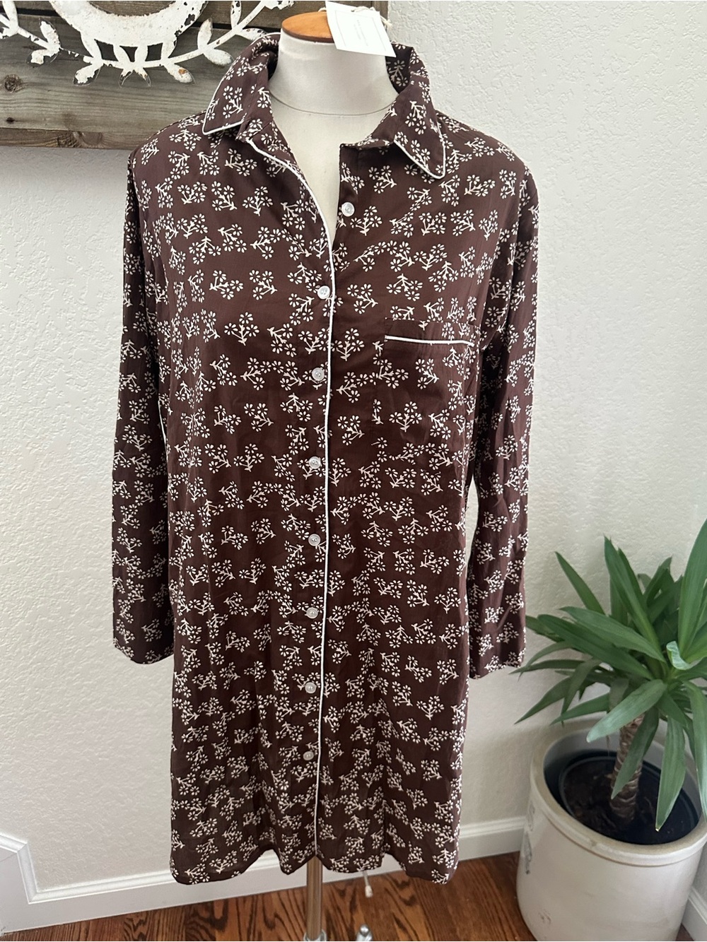 Julia Amory JA Husband shirt cotton button down coverup dress size L NWT
